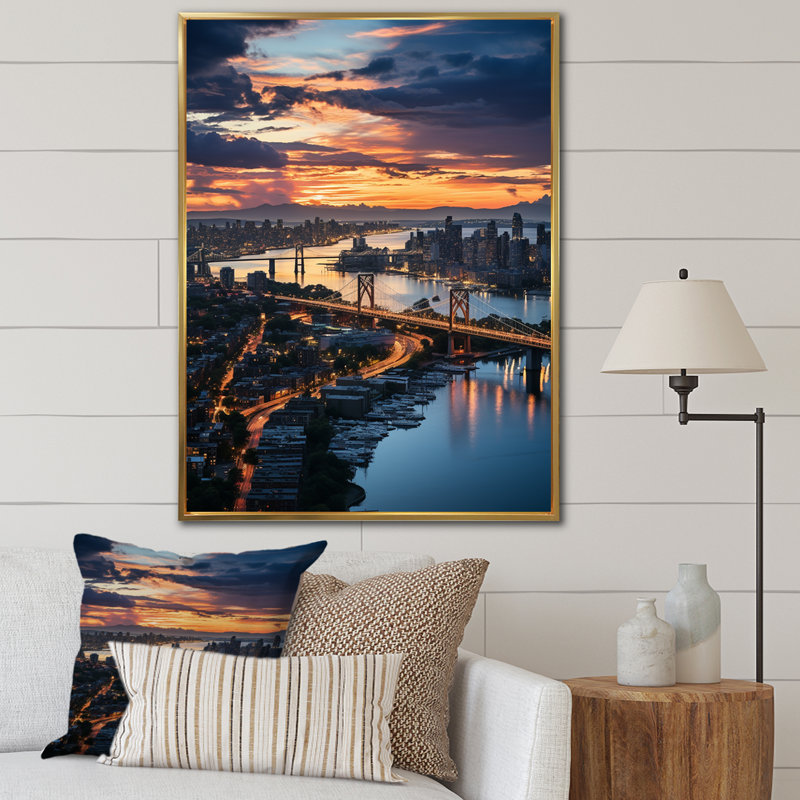 New York Queens Panorama I - paysages urbains, reproduction d'art sur toile, H 44 po x l 34 po x P 1,5 po