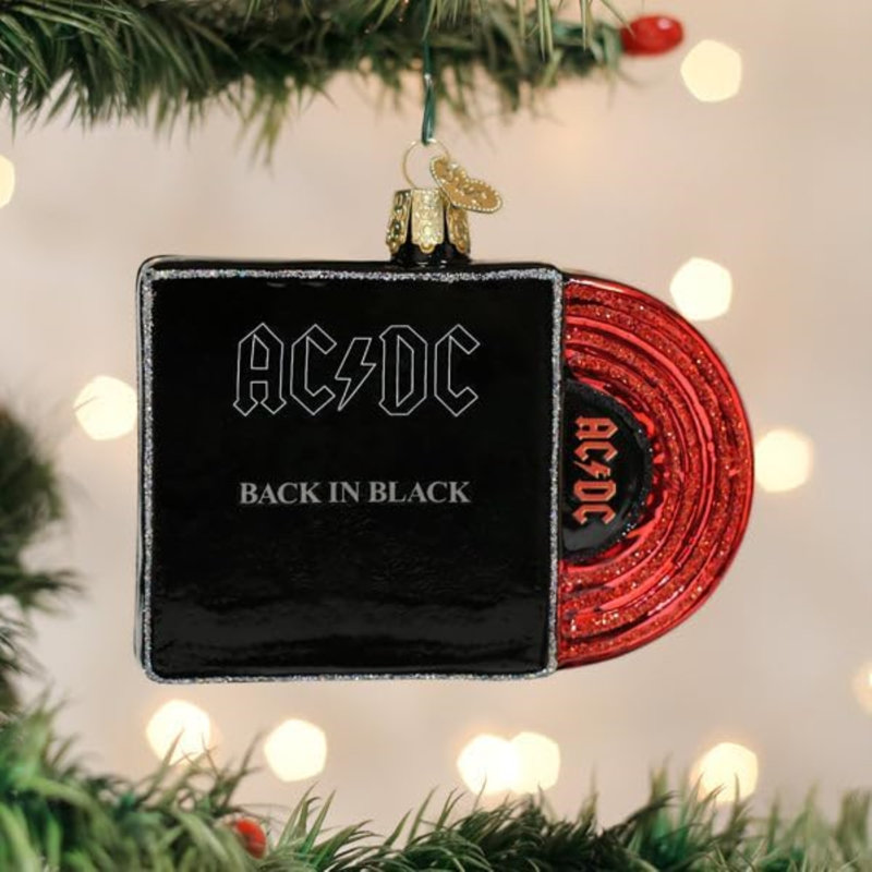 Old World Christmas Blown Glass Ornament for Christmas Tree, Back In Black Album Cover