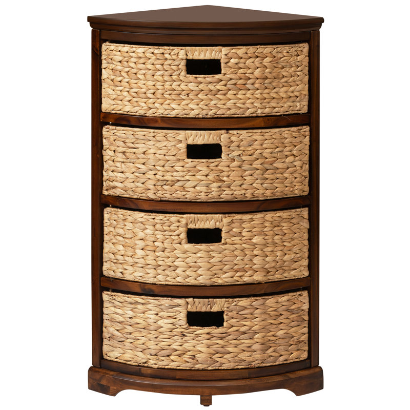4 tiroirs de rangement en bois massif, Noyer