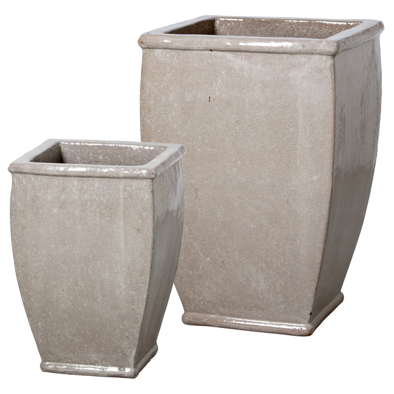 Pot à fleurs en argile Odi, Gris, H 27 po x P 19 po x l 19 po