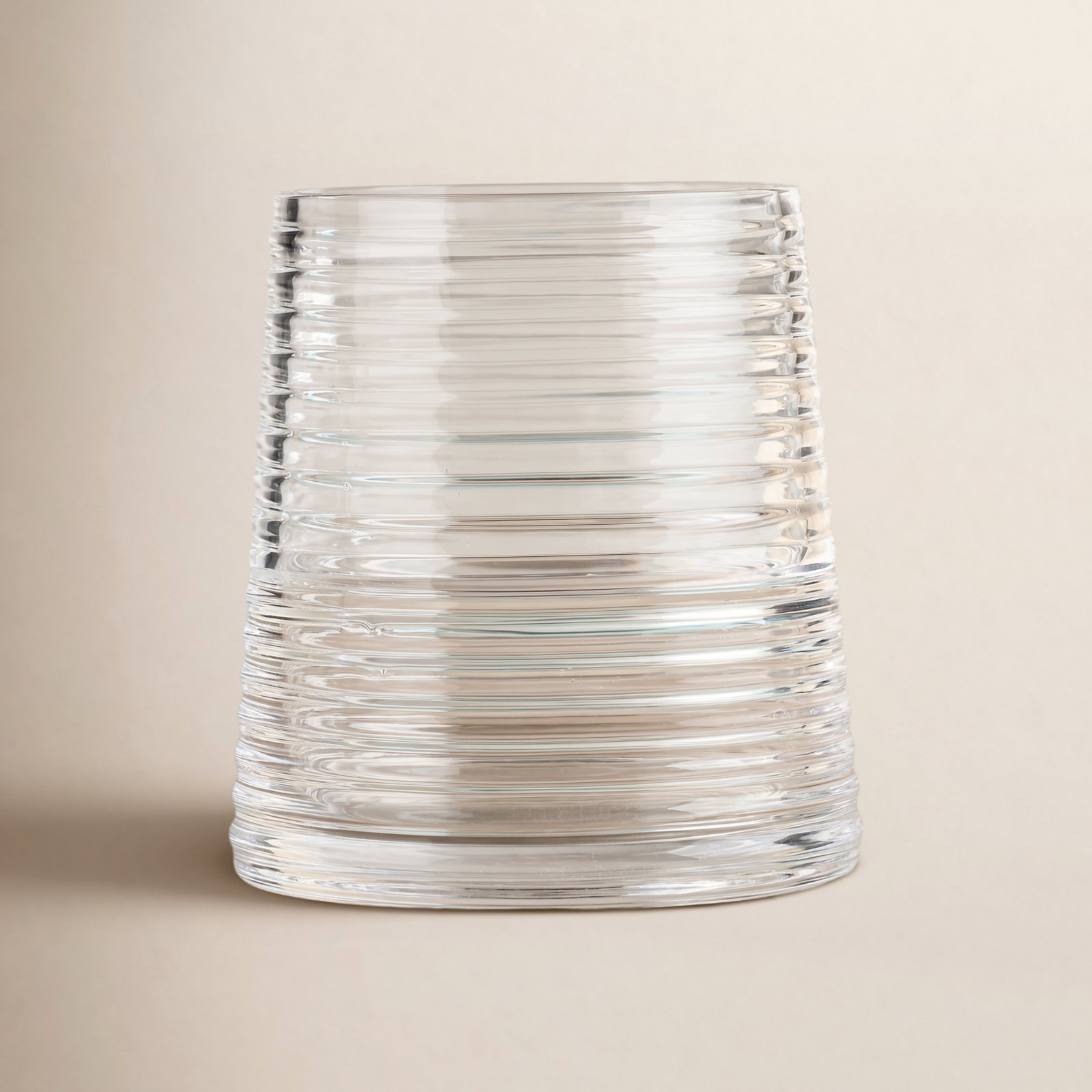 Poem Ribbed Crystal Drinking Glass, Clear