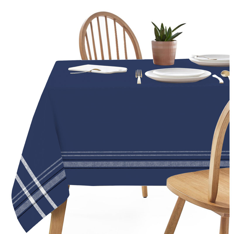Nappe de couleur unie en mélange de coton, 72 po x 52 po, Bleu marine