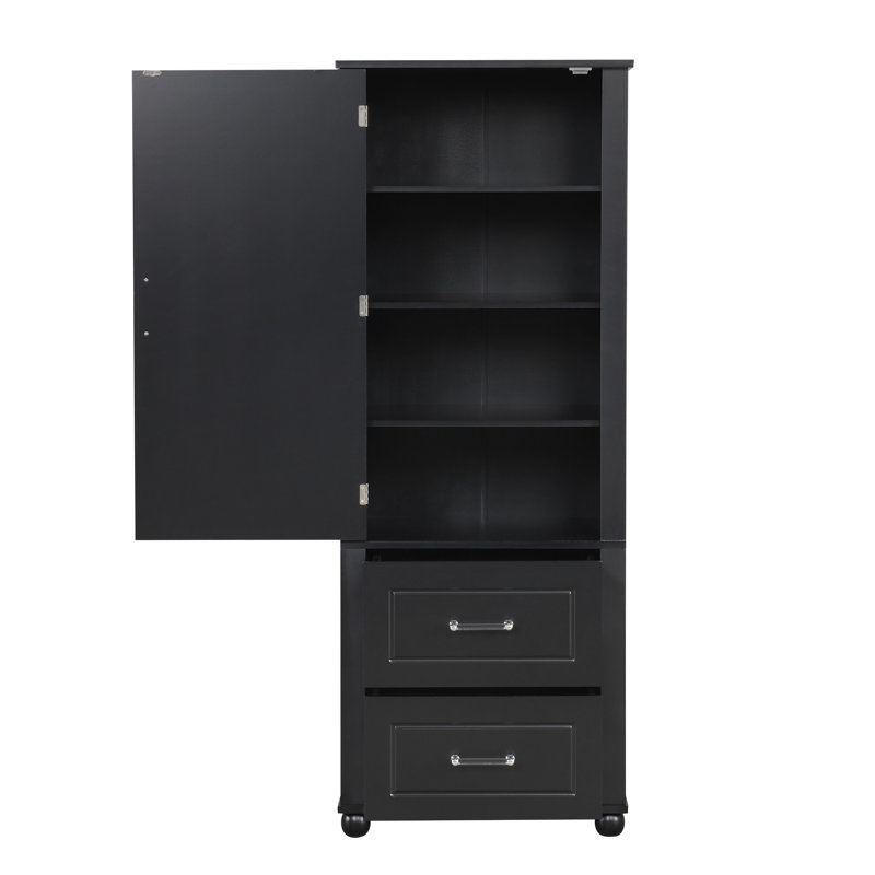 Armoire de rangement spacieuse en MDF, finition noire moderne pour la maison