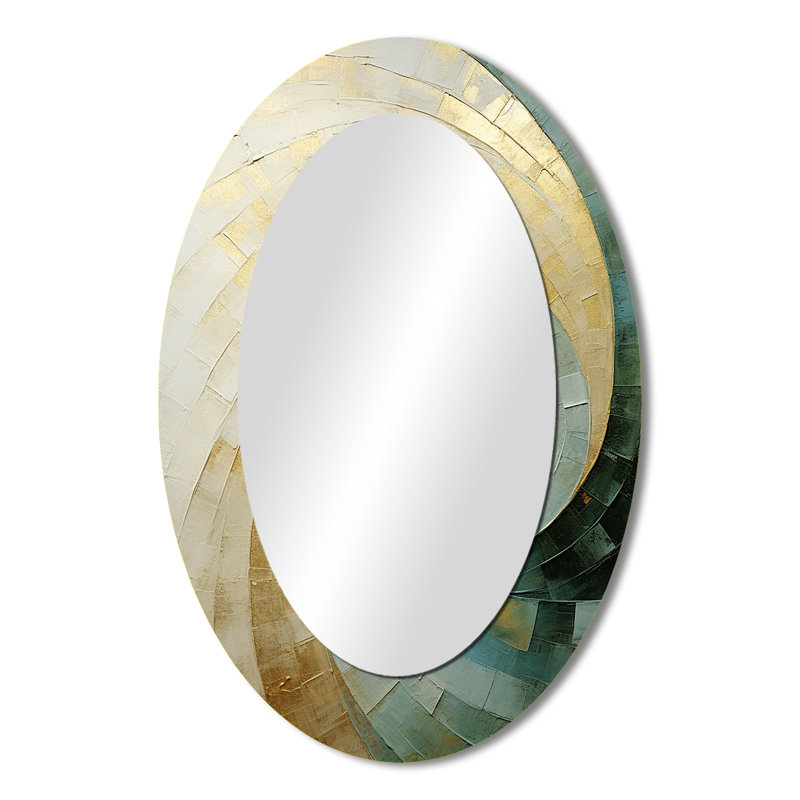 Beige Minimalisme Spiral Poteries - Miroir mural moderne ovale, 36 po x 24 po
