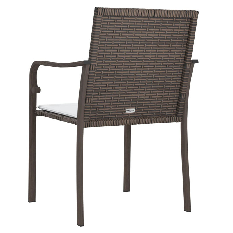 Chaises de patio avec coussins 6 pièces 22 po x 23,2 po x 33,1 po Red Barrel Studio®, Crème, Brun