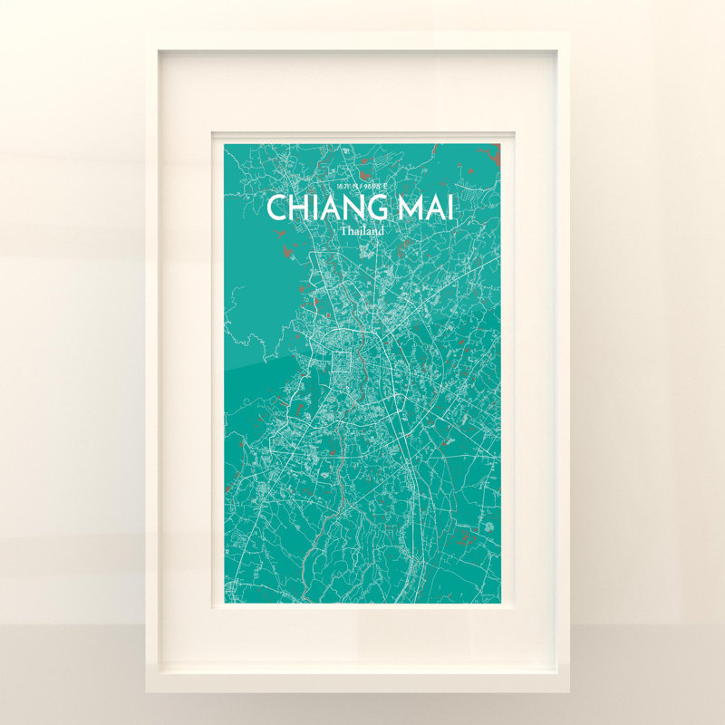 Chiang Mai City Map in Nature 1 Piece Wall Art, 17cm H x 11cm W x 0.05cm D