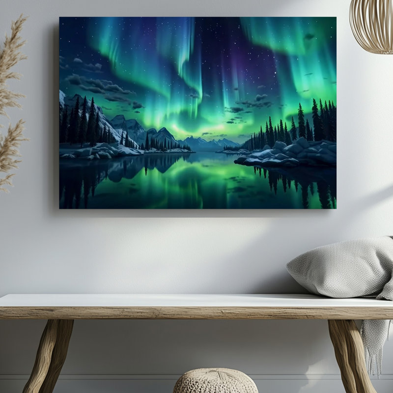 Reproduction d'art mural sur toile Northern Lights Aurora Borealis, 11 x 14 in