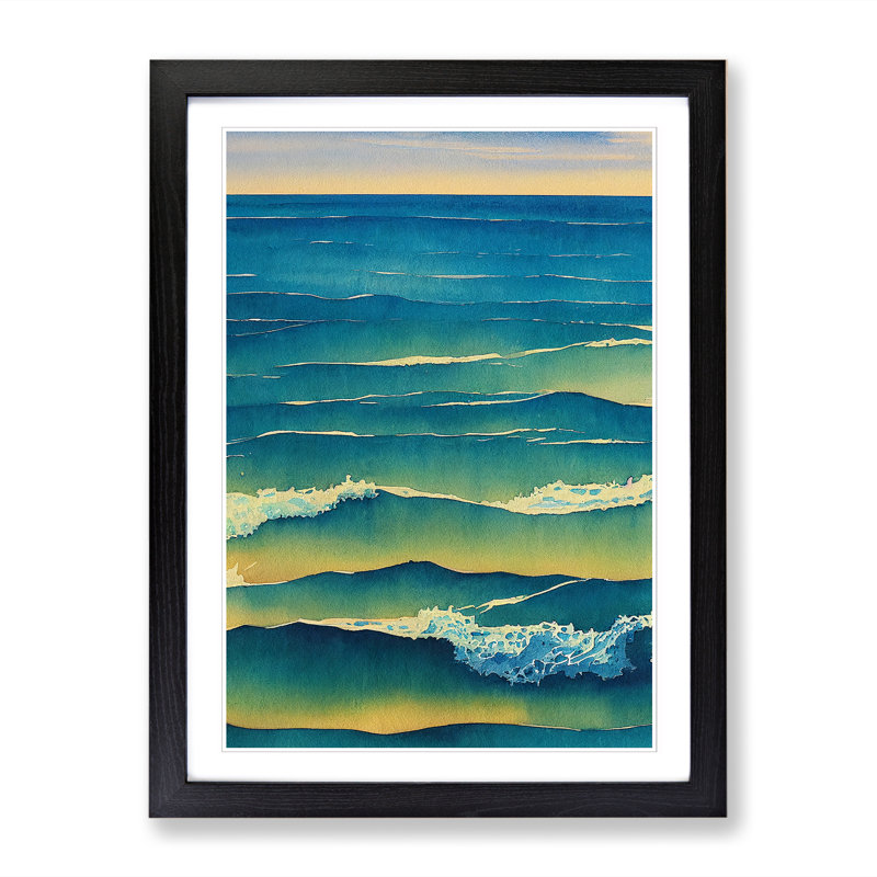 Watercolour Seascape Vol.4 - Picture Frame Print, Black, 64cm H x 46cm W x 2cm D