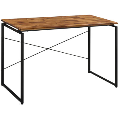 Bureau d'étude élégant avec surface rectangulaire en bois et bureau fonctionnel en métal