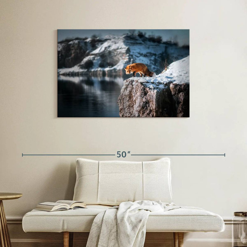 Brampt Fox On Cliff, 26" H x 39" W