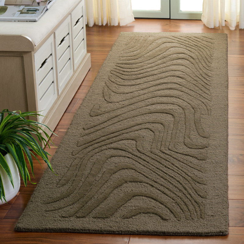 Tapis d'intérieur en laine touffeté à la main Ebony, Tapis de couloir 2 pi 3 po x 8 pi