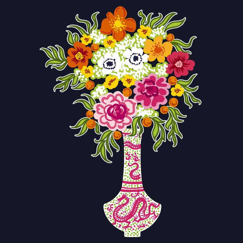 Brilliant Flower Bouquet - Reproduction d'art sur toile tendue, H 30 po x l 30 po