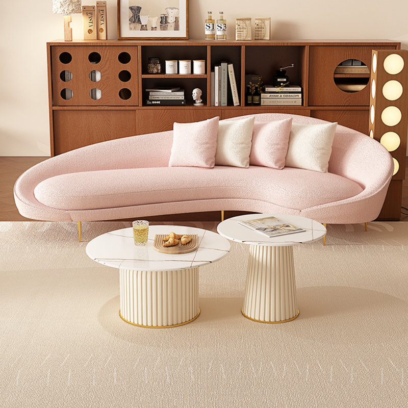 French Cream Style Pink Living Room Sofa