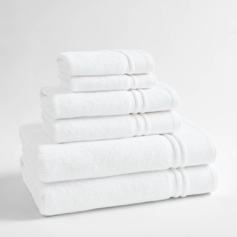 Roan Border 6 Piece Towel Set, 6-Piece, White/White