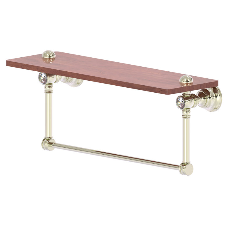 Tablette en bois massif avec barre à serviettes Freyja Ironwood, Nickel poli, H 5,54 po x l 22 po x P 7 po