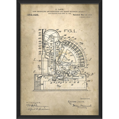 « janik cash register brevet », impression encadrée