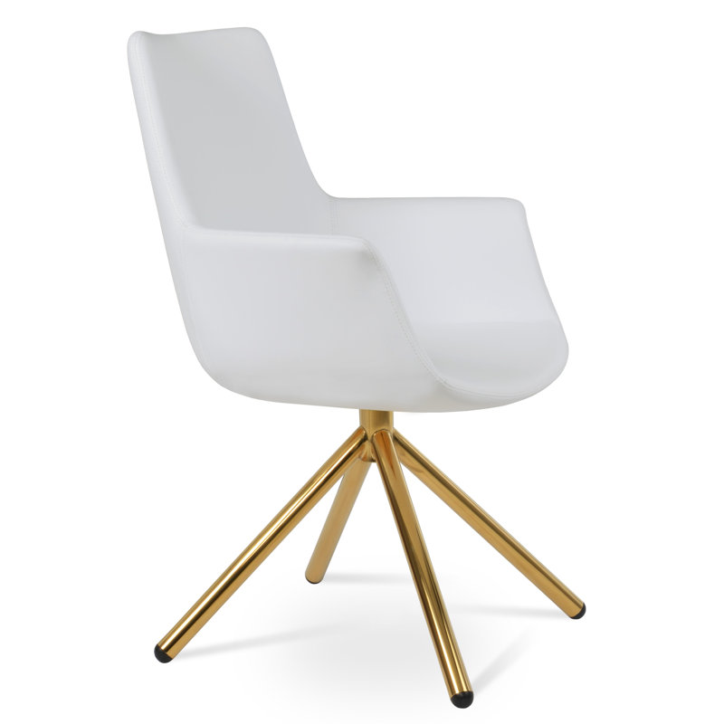 Chaise avec accoudoirs rembourrée, Noir, Blanc