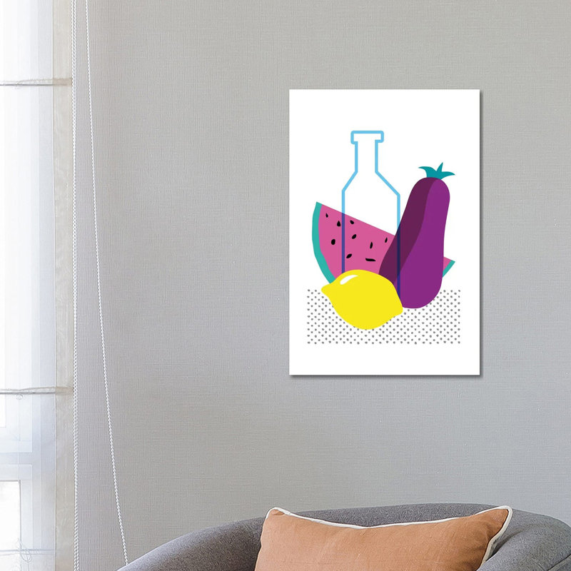 Watermelon, Lemon and Aubergine 1 Piece Wrapped Canvas Wall Art, 66.04 cm H x 45.72 cm W x 3.175 cm D