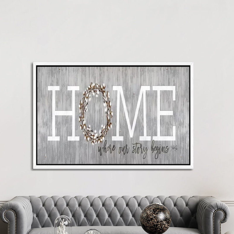 Home - Where Our Story Begins by Marla Rae - Print on Canvas, White Floater Framed, 101.6cm H x 152.4cm W x 3.81cm D