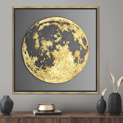 Moon Abstract 3D Wall Art - Large Modern Minimalist Canvas Print for Home Decor