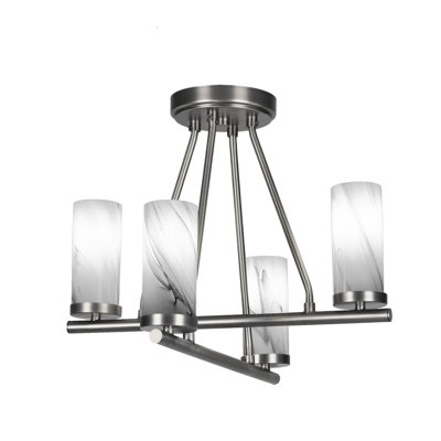 Verre semi-encastré 4 lumières avec tourbillon onyx 2,5 po Trinity