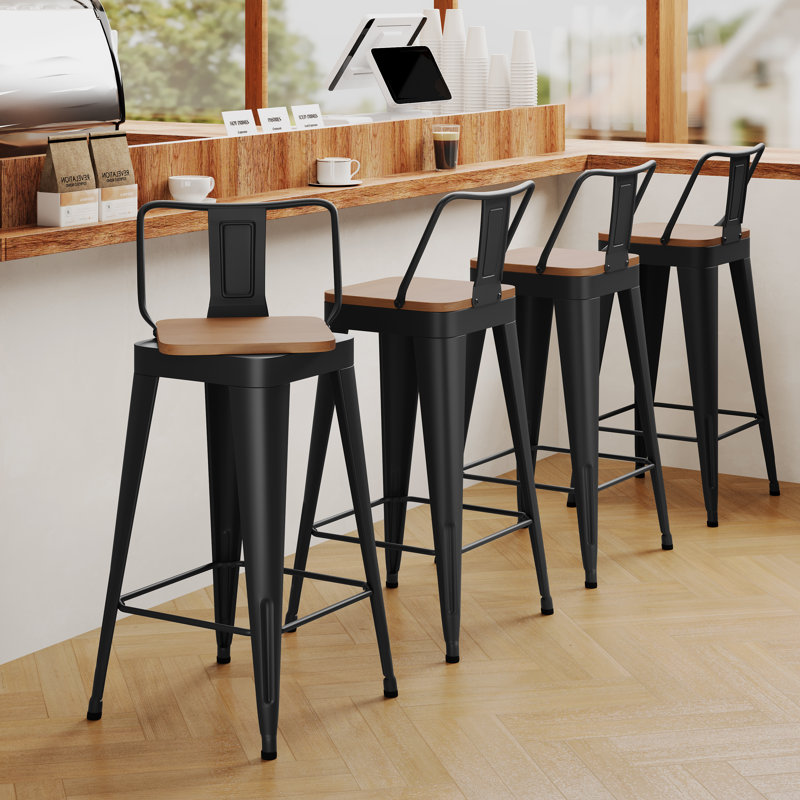 Tabouret de bar et de comptoir pivotant en métal, Tabouret de bar (siège d'une hauteur de 30 po), Noir