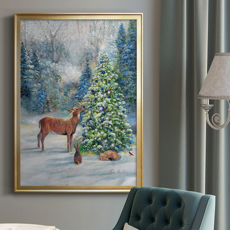 «Winter Gathering», reproduction encadrée de qualité supérieure - prête à être accrochée, Or, H 42,5 po x l 30,5 po x P 1 po