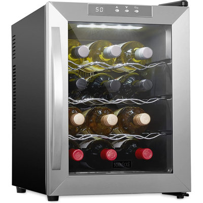 Schmck Single Zone 13.6'' Freestanding 12 Bottle Wine Refrigerator | Fridge.com