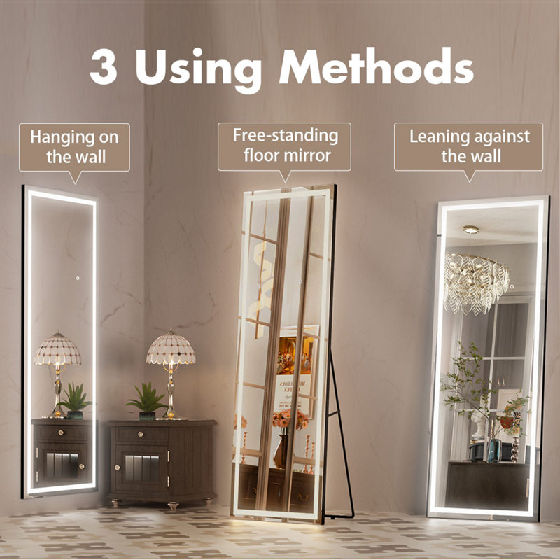 Dimmable LED Full Length Mirror with Lights, 57" x 18"