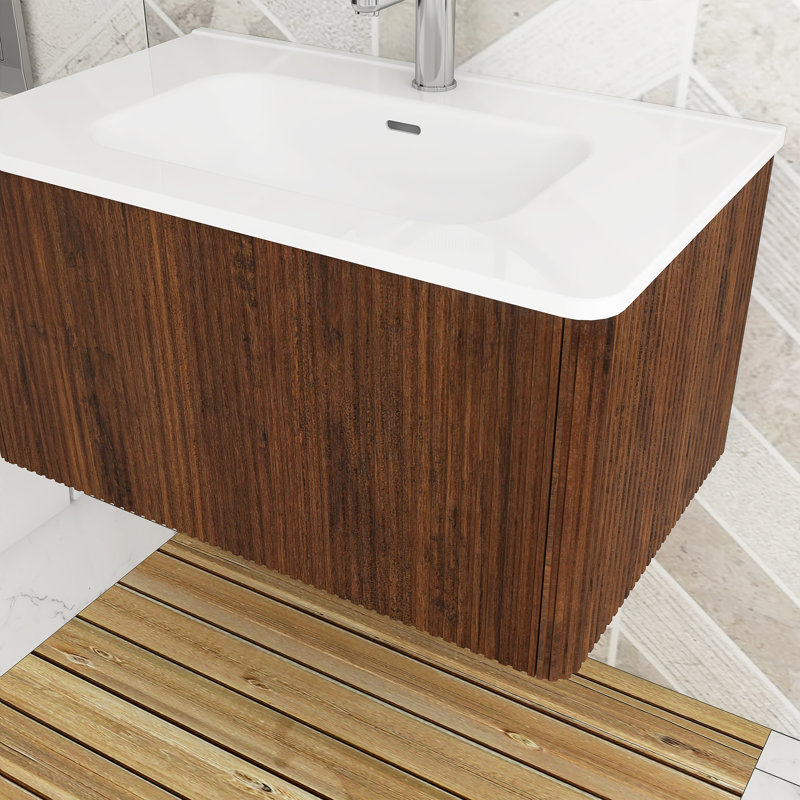 Symer 29.94 " W Wall Mounted Wall Mounted 1 Single Vanity Bathroom Vanity With Ceramic Top