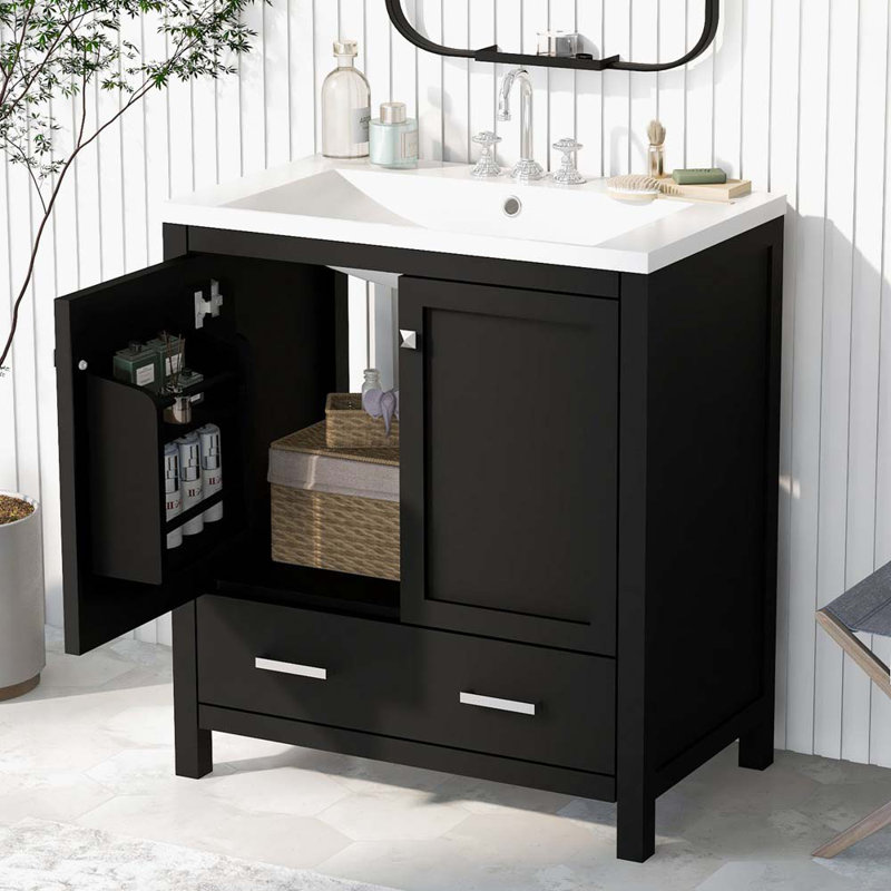 Ensemble de meuble-lavabo simple 30 po Artrell, Noir