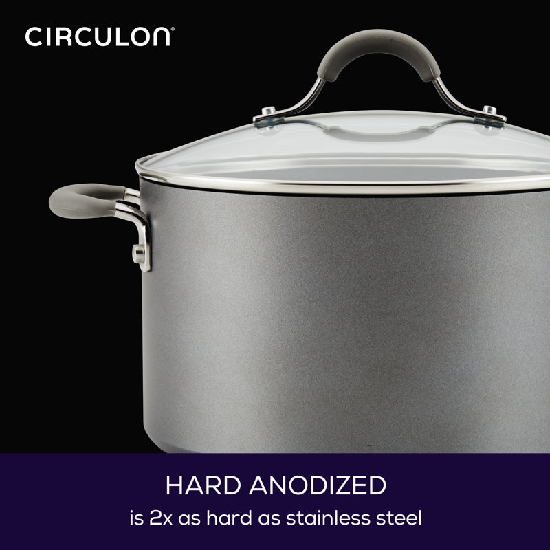 Circulon Elementum Hard Anodized Nonstick Cookware Pots And Pans Set, 10 Piece, Gray