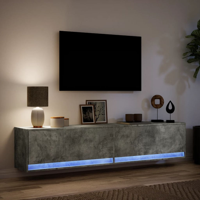 Cruciano TV Stand for TVs up to 24", Concrete Grey, 80cm