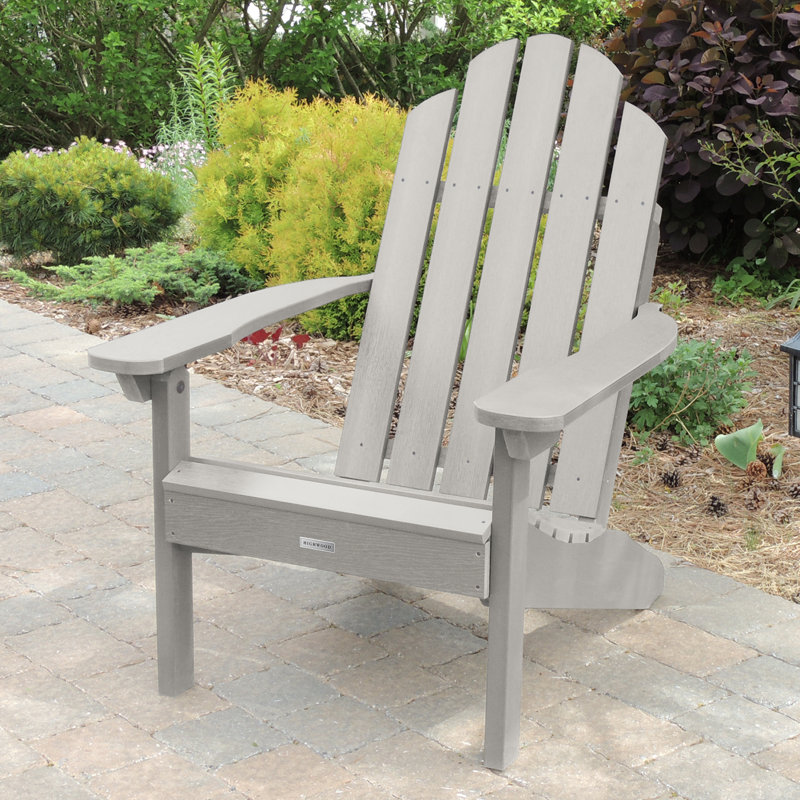 Anette Plastic Adirondack Chair with Ottoman, Harbor Gray