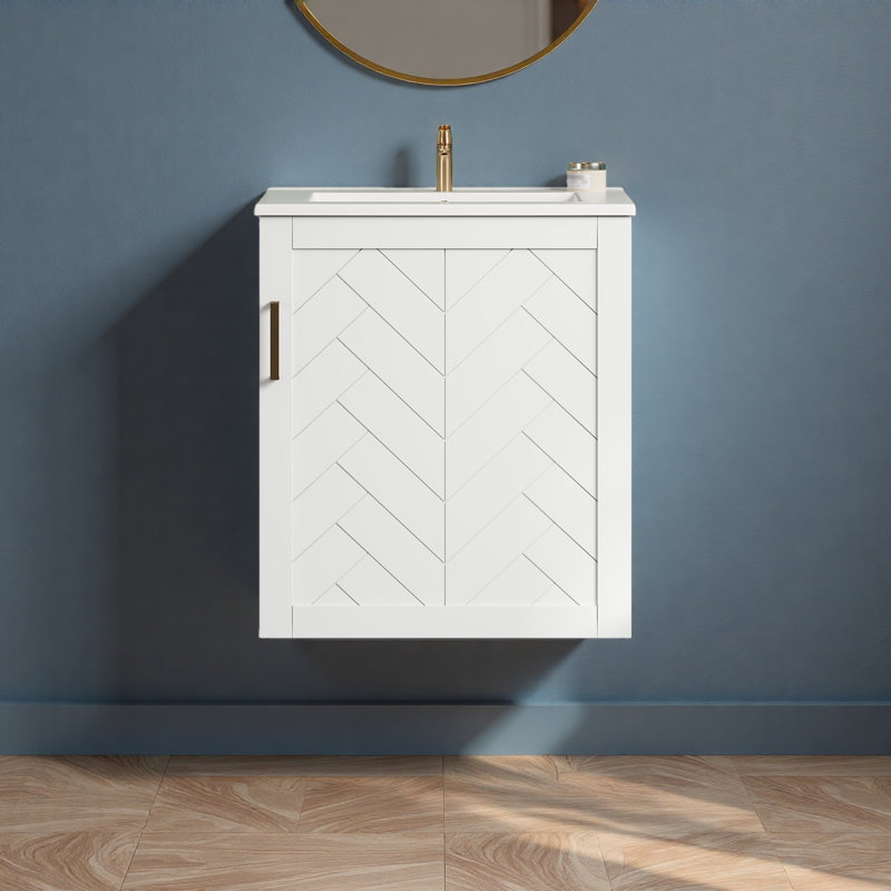 Armoire de salle de bain murale 20 "avec armoire latérale combinée, armoire de salle de bain avec porte à fermeture douce, meuble-lavabo moderne avec lavabo