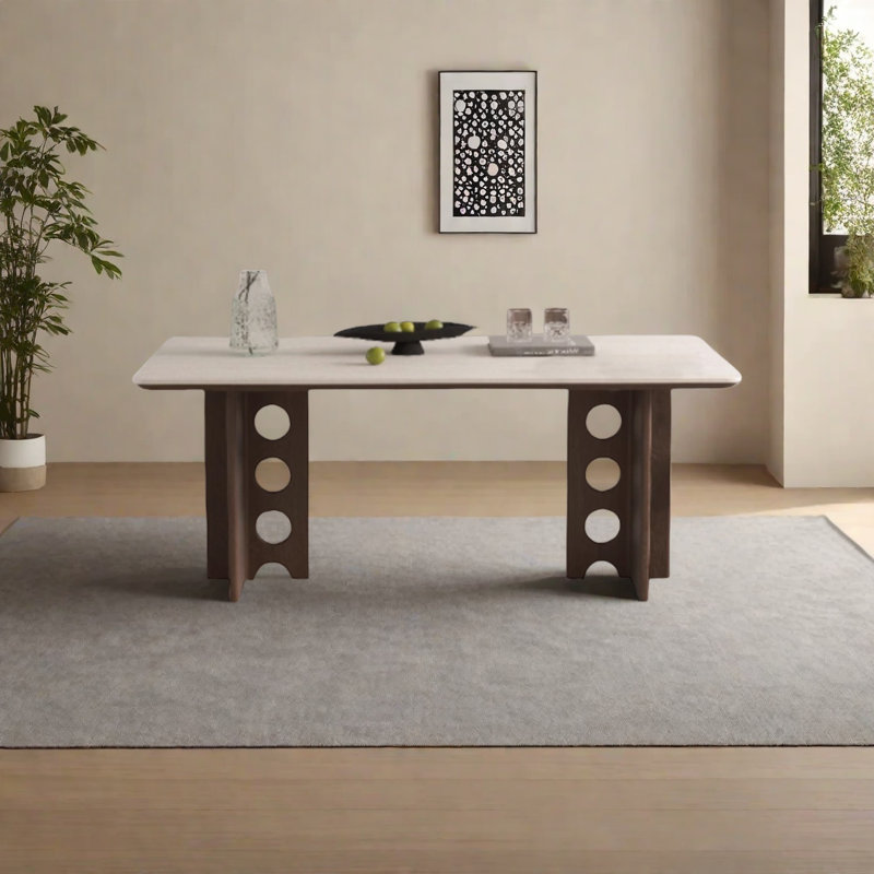 Table de salle à manger Thick, Beige clair, H 29,5 po x L 70,8 po x l 35,4 po, Beurre
