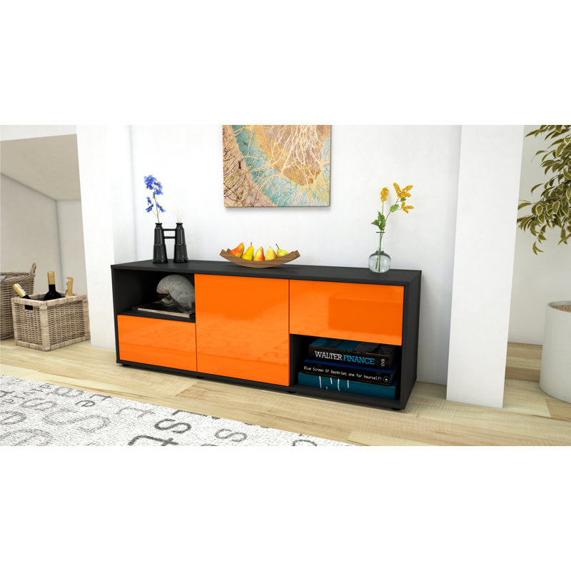 Wurth TV Stand for TVs up to 60", High-gloss Orange / Matte Anthracite