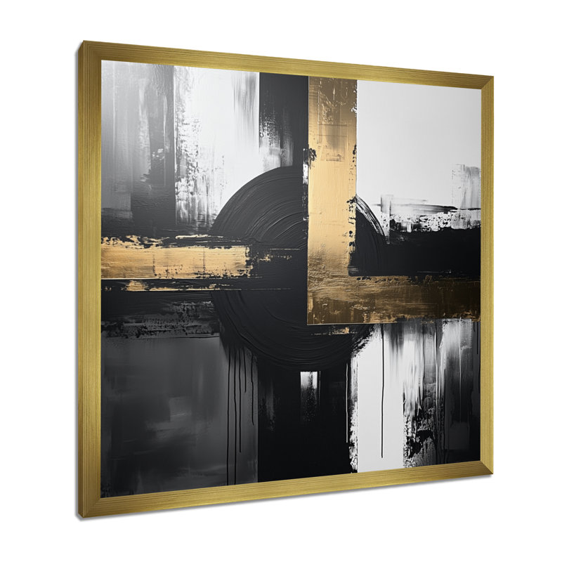 Scher - Art mural abstrait, Reproduction encadrée d'une seule photo, H 30 po x l 30 po, Or