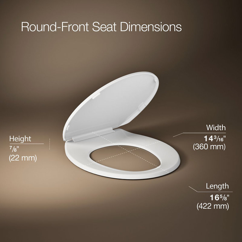 Kohler Brevia Quiet-Close Toilet Seat with Grip-Tight Bumpers and Quick-Attach Hardware, White, Round