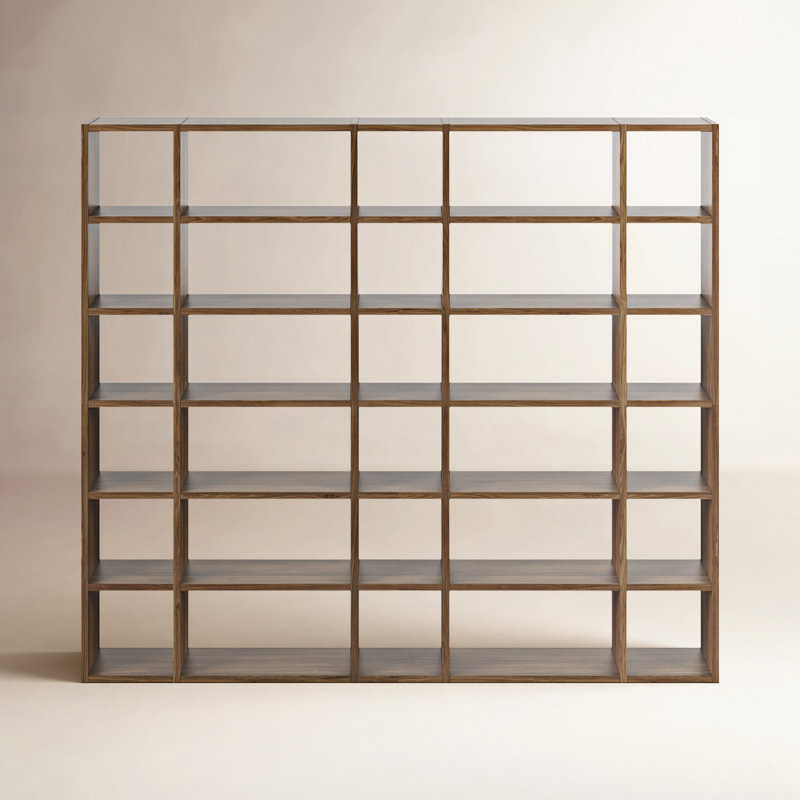 Araeya Geometric Bookcase, Walnut
