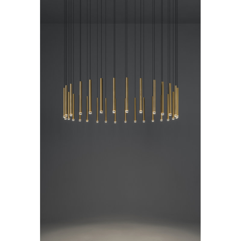 Bover Candle 6-Light Matte Gold LED Pendant with Glass Accents
