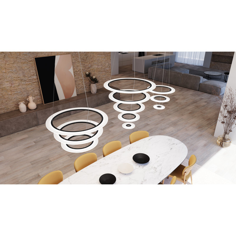 Arctic Rings 3 - Light LED Chandelier, 17" H x 30.5" W x 30.5" D, Satin Black