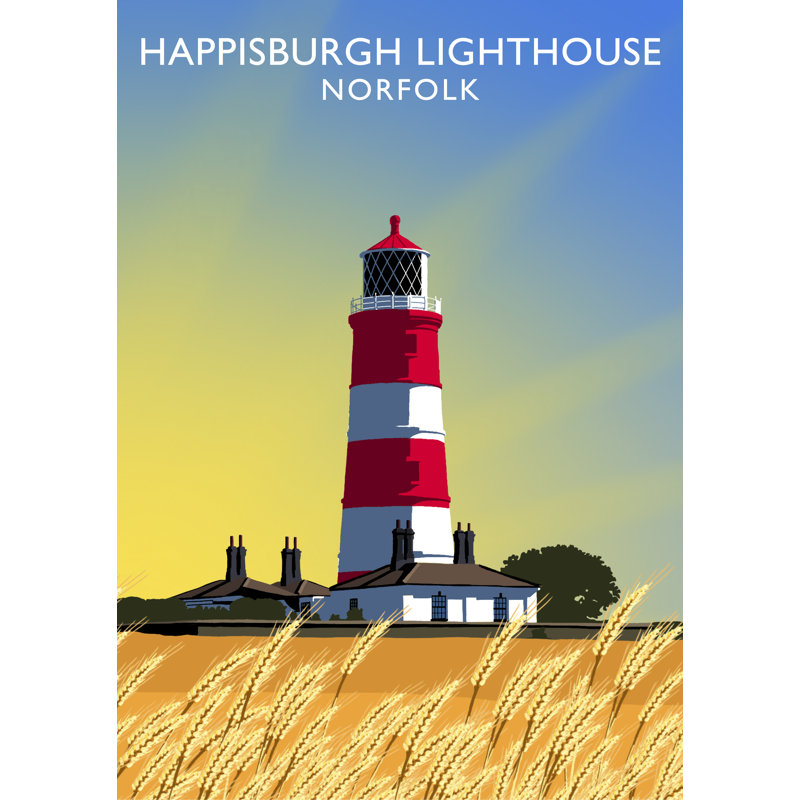Happisburgh Lighthouse by Richard O'Neil - Print, 50 cm H x 40 cm W x 1 cm D, No Frame