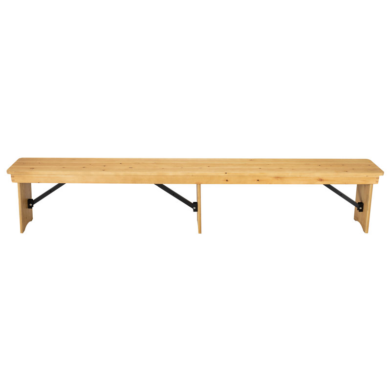 Banc de ferme pliable en pin massif 8 pi x 12 po Aleksandra, Naturel clair