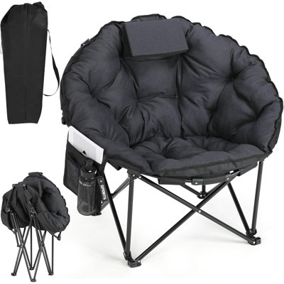 Jm-hkc-1016xl Quilted Moon Folding Camping Chair – Black