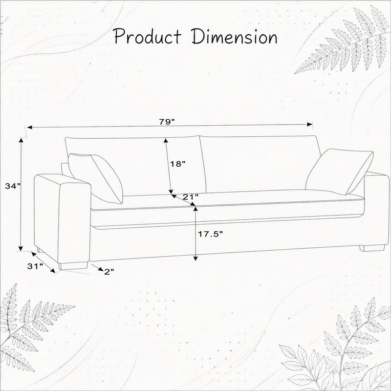 Upholstered Sofa with Toss Pillows
