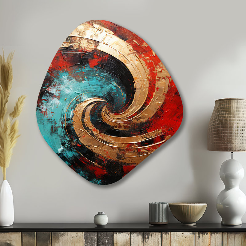 Newport - spirale abstraite, art mural asymétrique en métal, reproduction d'art moderne de forme unique, H 35 po x l 31 po