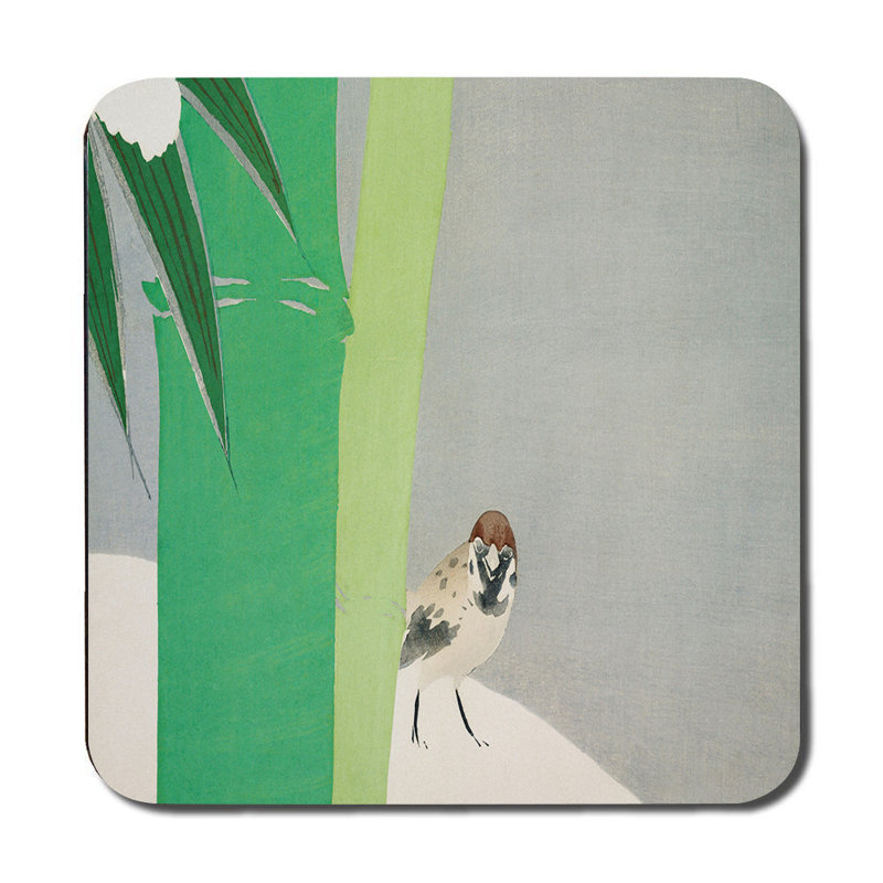 Green Botanical Bird Placemat And Coaster Set For Table Decor
