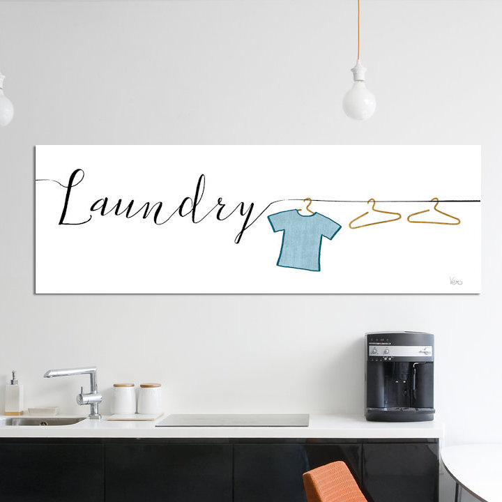«Wash And Dry I», art textuel sur toile tendue, H 16 po x l 48 po x P 1,5 po, Toile tendue
