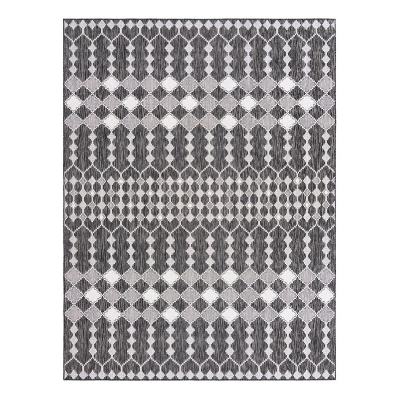 Tapis d'extérieur Charcoal_Unique Loom Traliccio, Rectangle 9 pi x 12 pi